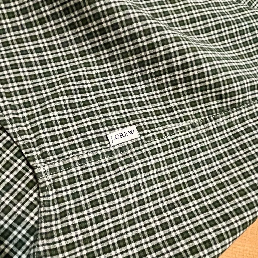 J.CREW Button Down Plaid Shirt - dark green / white